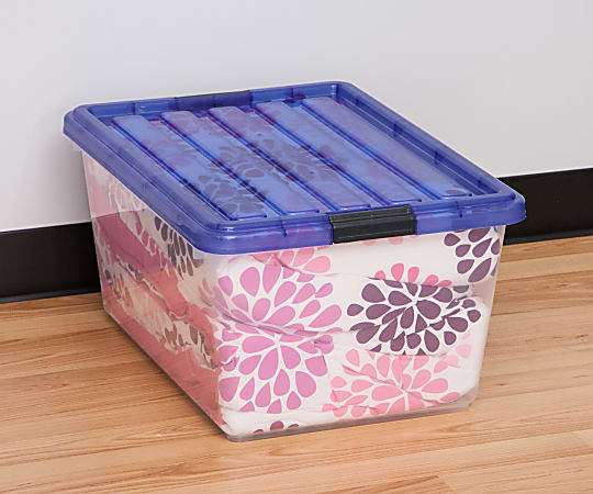IRIS Buckle Down Plastic Storage Container With Built In Handles And Snap  Lid 68 Quarts 11 34 x 17 14 x 26 18 Clear - Office Depot