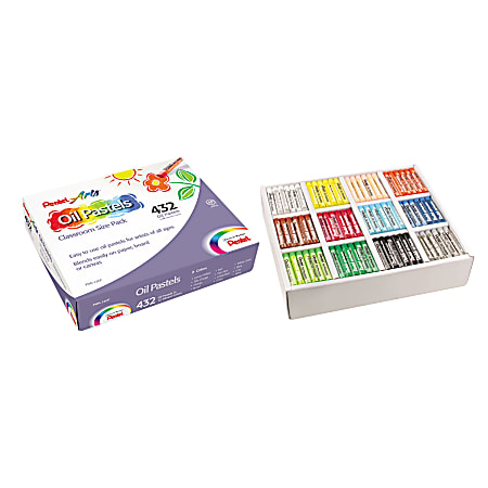 Pentel Oil Pastel Set With Carrying Case, Assorted, PHN12CP