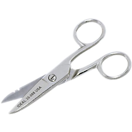 IDEAL Electrician's Scissors w/Stripping Notch - 1.87" Cutting Length - 5" Overall Length - Carbon Steel Serrated Blade - 1 / Pack