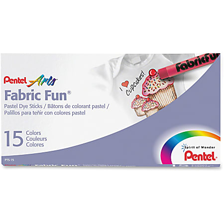 Pentel Arts Fabric Fun Pastel Dye Sticks - Assorted - 15 / Set