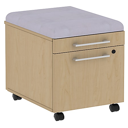 Bush Business Furniture 300 Series Mobile Pedestal with Cushion Kit, Natural Maple/Morning Dew, Premium Installation