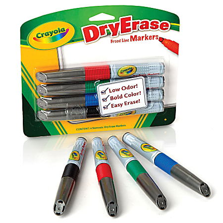 Crayola® Dry-Erase Markers, Chisel Tip, Assorted Colors, Pack Of 4