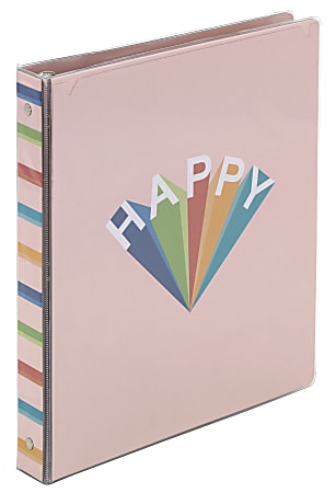 Office Depot® Brand Fashion 3-Ring Binder, 1" Oval Rings, Happy