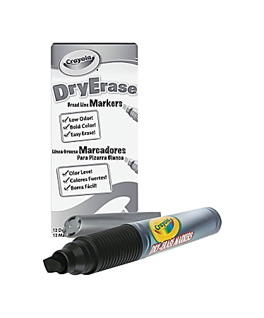 Crayola® Dry-Erase Markers, Chisel Tip, Black Ink, Pack Of 12