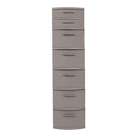 Inval 7 Drawer Tall Storage Cabinet 47 14 x 12 12 Taupe Office Depot