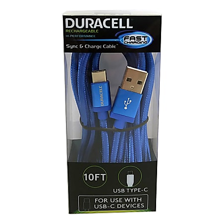 Duracell® USB Type-C Cable, 10', Blue, LE2315