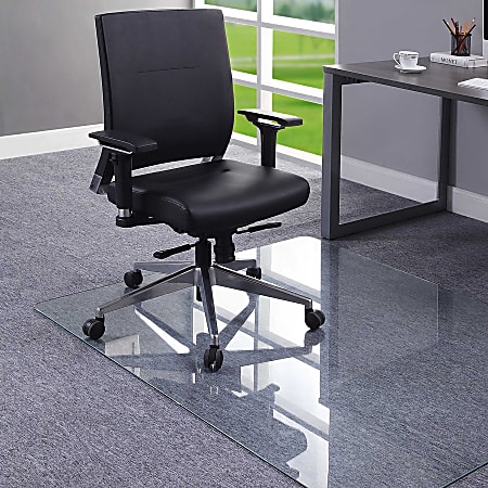 Abstract Color Square Tempered Glass Office Chair Mat
