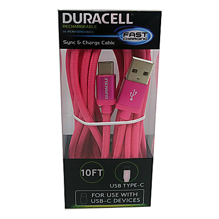 Duracell 10ft Iphone Cable Duracell USB Type C Cable 10 Pink
