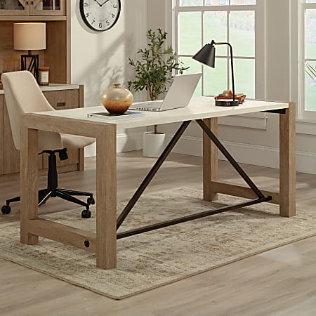 Sauder Dixon City 66 W Executive Computer Desk Brushed Oak Pebble