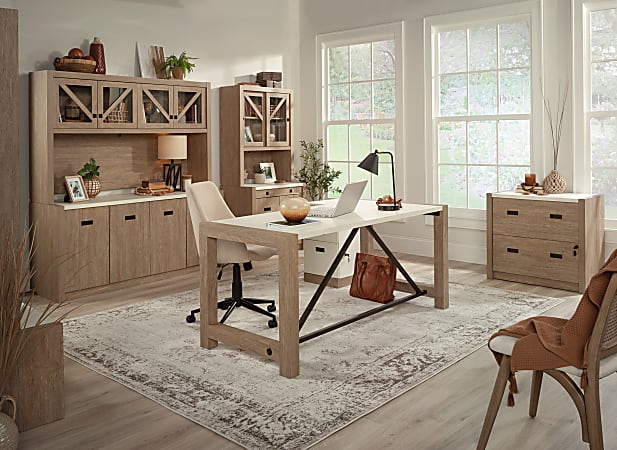 Sauder Dixon City 66 W Executive Computer Desk Brushed Oak Pebble