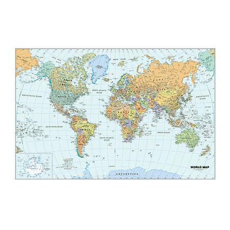 House of Doolittle Laminated World Map, 25" x 38"