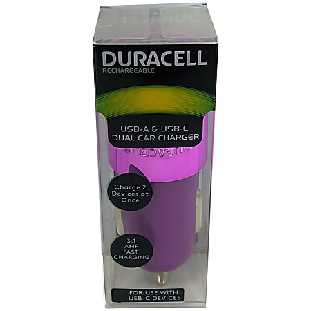Duracell® Dual Car Charger, Purple, LE2321