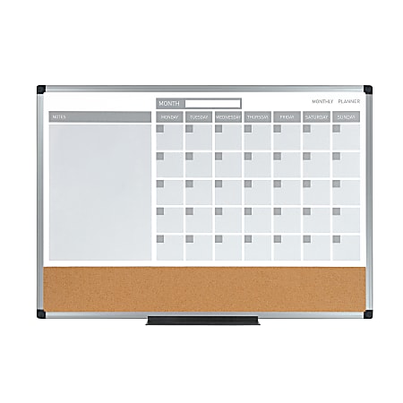 MasterVision® 3-In-1 Cork Planner Board, 24" x 36",