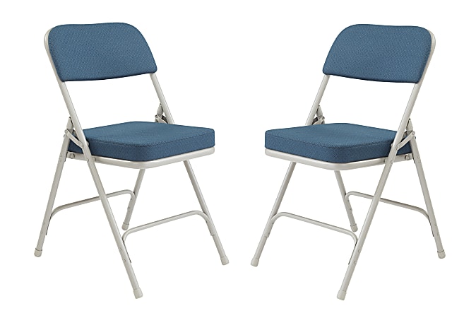 National Public Seating 3200 Series Deluxe Upholstered Folding Chairs, Regal Blue, Set Of 2 Chairs