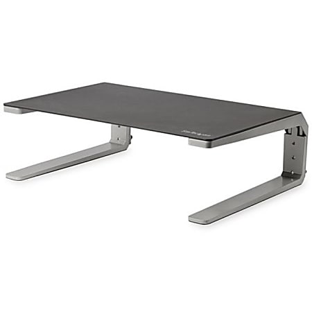 StarTech.com Monitor Riser Stand - For up to 32 Monitor - Height Adjustable - Computer Monitor Riser - Steel and Aluminum - Black, Silver