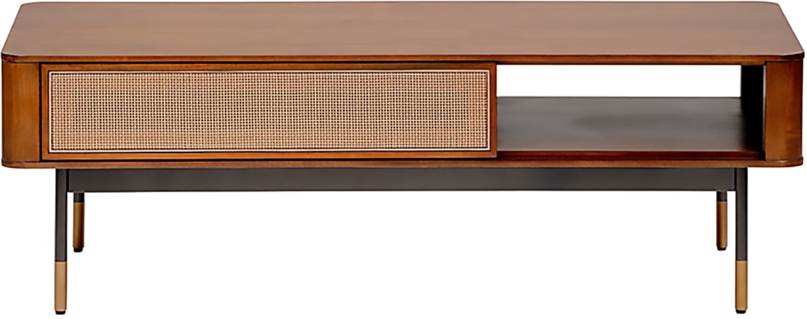 Eurostyle Miriam Coffee Table With Storage, 15-4/5”H x 47-1/3”W x 23-3/5”D, Black/Brown