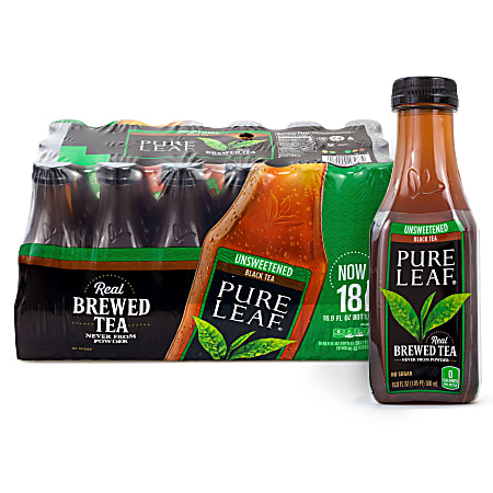 Lipton Pure Leaf Unsweetened Iced Black Tea 16.9 Oz Pack Of 18 Bottles -  Office Depot