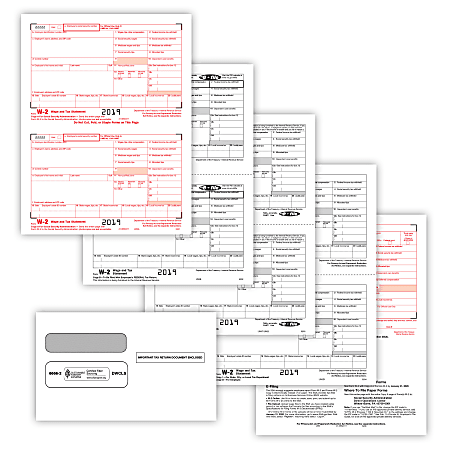 ComplyRight™ W-2 Tax Forms, With Envelopes, Inkjet/Laser, 2-Up, 4-Part, 8-1/2" x 11", Pack Of 100 Forms And Envelopes
