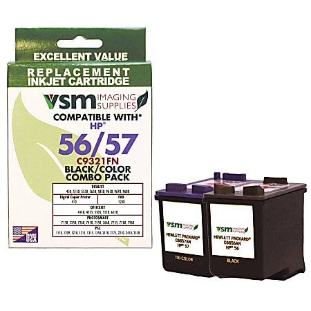 VSM VSMC6656AN Remanufactured Black / Color Black Ink Cartridge Replacement For HP 56 / 57 / C6656AN / C6657AN, Pack Of 2
