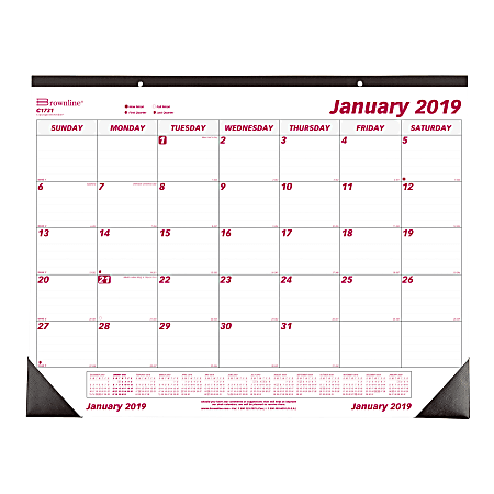 Brownline® Monthly Desk Pad Calendar, 22" x 17", 50% Recycled, FSC Certified, January to December 2019