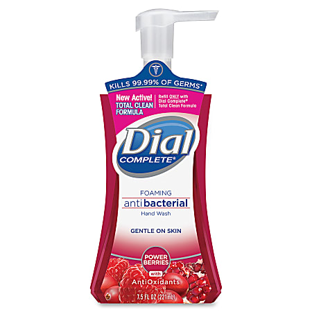 Dial Complete® Antibacterial Foaming Hand Wash, Power Berries Scent, 7.5 Oz., Pack Of 8 Pump Bottles
