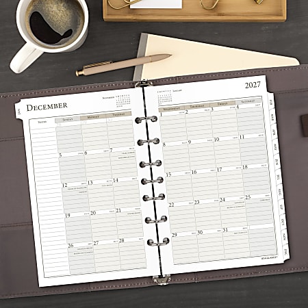 AT A GLANCE 2027 Daily Planner Two Page Per Day Refill Loose Leaf Desk ...