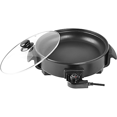Brentwood Appliances SK-69BK 13-inch Non-Stick Flat-Bottom Electric Wok Skillet with Vented Glass Lid