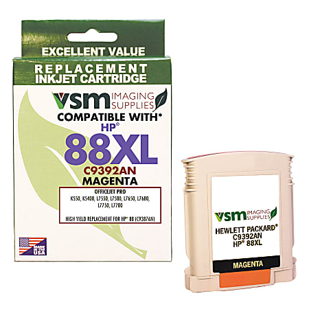 VSM VSMC9392AN Remanufactured Magenta Ink Cartridge Replacement For HP 88XL / C9392AN