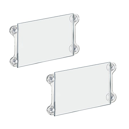 Azar Displays Clear Acrylic WindowDoor Sign Holder Frame with Suction Cups  8.5 W x 14 H Clear Pack Of 2 - Office Depot