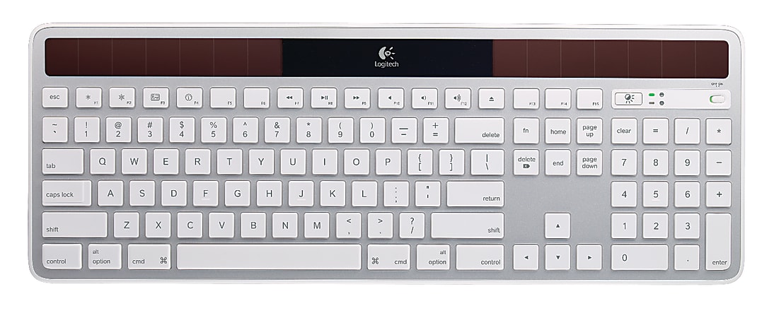 Logitech® K750 Wireless Solar Keyboard, Compact, Silver, 920-003677