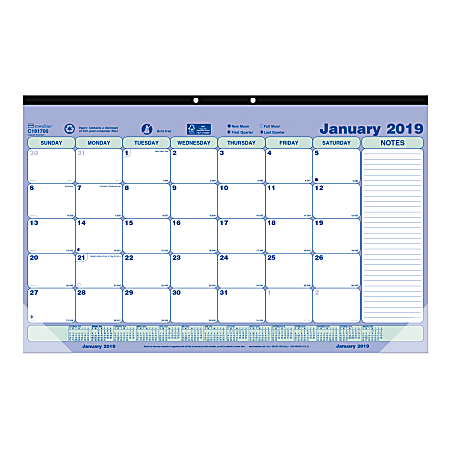Brownline® Monthly Desk Pad Calendar, 17 3/4" x 10 7/8", 50% Recycled, FSC Certified, January to December 2019