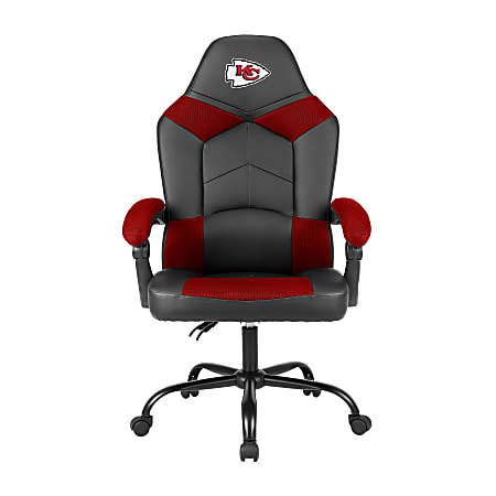 Imperial Adjustable Oversized Vinyl High-Back Office Task Chair, NFL Kansas City Chiefs, Black/Red