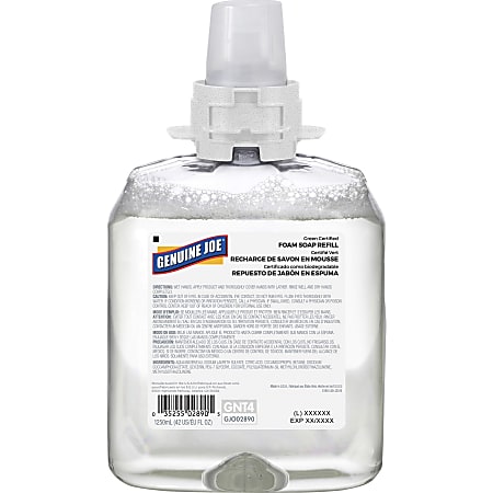 Genuine Joe Green Certified Soap Refill - Fragrance-free ScentFor - 42.3 fl oz (1250 mL) - Hand, Skin - Clear - 1 Each Genuine Joe Green Certified Soap Refill - Fragrance-free ScentFor - 42.3 fl oz (1250 mL) - Hand, Skin - Clear - 1 Each