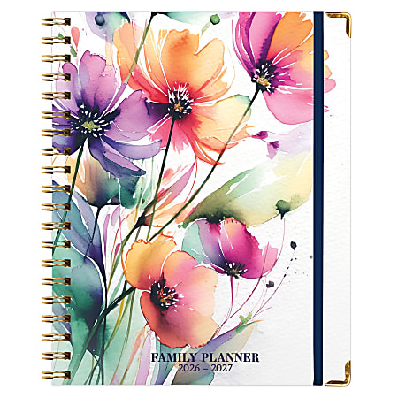 2026-2027 Excello Brands 14-Month Weekly/Monthly Academic Year Family Planner, 8-1/2" x 11", Rainbow Floral, May To June, Total Qty 1