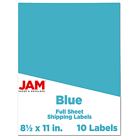 JAM Paper® Full-Page Mailing And Shipping Labels, 337628605, 8 1/2" x 11", Blue, Pack Of 10
