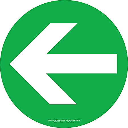 Deflecto 12" Social Distancing Floor Decals, Arrow, Green/White, Pack Of 50 Decals