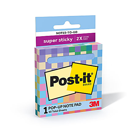 Post-it® Super Sticky Notes-To-Go Pop Up Notes, 3 x 3 in, 1 Sticky Note Pad, 90 Sheets/Pads, Great for School, Office or Classroom, Washed Denim
