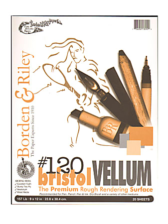 Borden & Riley #120 Bristol Pad, Vellum Finish, 9” x 12”, 12 Sheets Per Pad