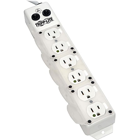 Tripp Lite Safe-IT UL 1363A Medical-Grade Power Strip for Patient-Care Vicinity 6x Hospital-Grade Outlets 15 ft. Right-Angle Cord
