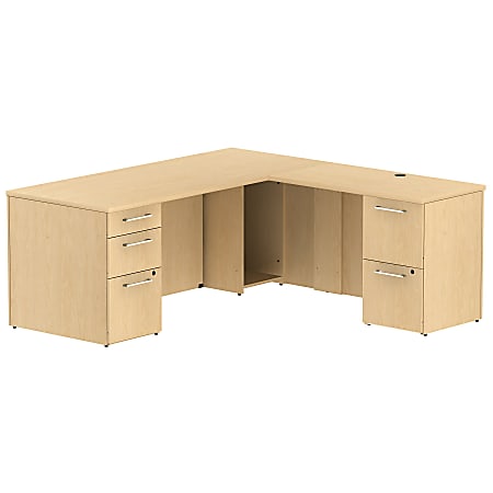 Bush Business Furniture 300 Series L Shaped Desk With 2 Pedestals 72"W x 30"D, Natural Maple, Standard Delivery