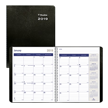Blueline® DuraGlobe™ 14-Month Monthly Planner, 8 7/8" x 7 1/8", FSC Certified, Black, December 2018 to January 2020