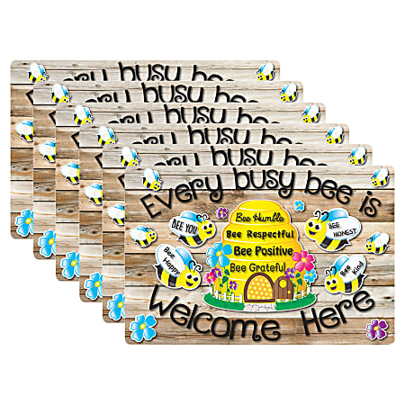Ashley Smart Poly Computer Mouse Pad, 8" x 10", Every Busy Bee Is Welcome Here, Pack Of 6 Mouse Pads