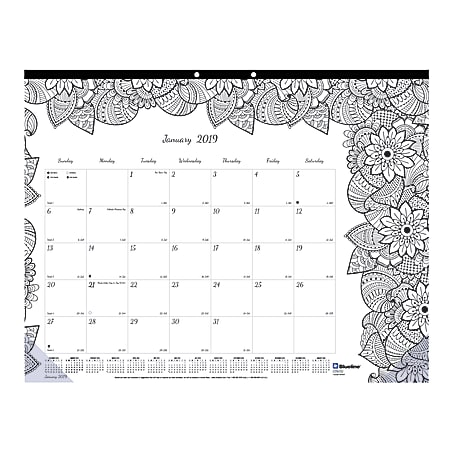 thumbnail image 2 of Desk Calendars 2025 Blueline® 2025 DoodlePlan™ Monthly Colouring 2 of 11