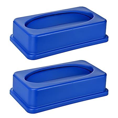 Alpine Slim Swinging Trash Can Lids, 20" x 12", Blue, Pack Of 2 Lids