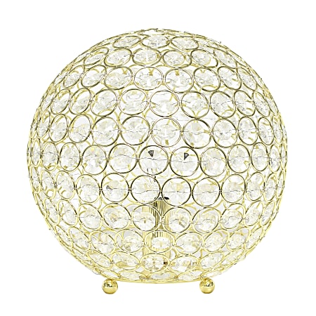 Elegant Designs Crystal Ball Table Lamp, 10"H, Gold