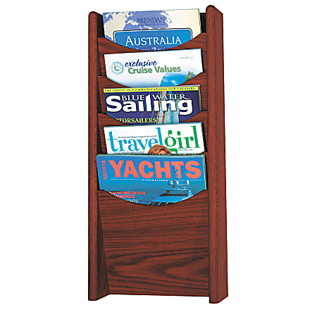 Safco® 5-Pocket Wood Literature Display Rack, Mahogany