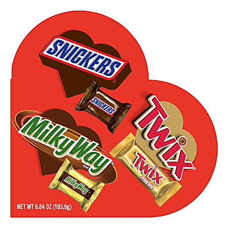 Mars Snickers, Twix And Milky Way Minis Valentine's Day Variety Mix Candy Heart Box, 6.84 Oz