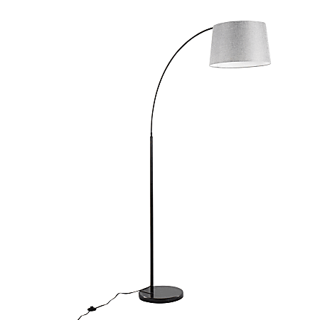 Lumisource March Floor Lamp, 74"H, Gray Shade/Black Marble/Black Base