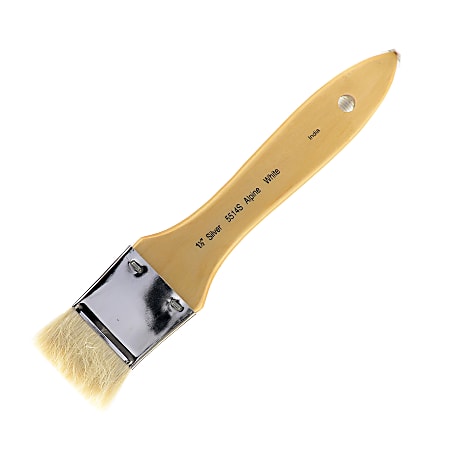 Silver Brush Series 5514S Alpine Paint Brush, 1 1/2", Wash Bristle, Goat Hair, Yellow