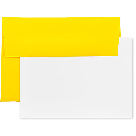 JAM Paper® Stationery Set, 4 3/4" x 6 1/2", 30% Recycled, Yellow/White, Set Of 25 Cards And Envelopes